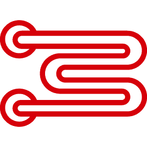 A professional red plumbing pipe with multiple bends and connections.