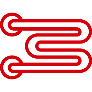 A professional red plumbing pipe with multiple bends and connections.