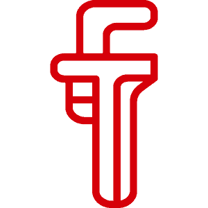 Red line drawing of a plumbing pipe and faucet for plumbing services.