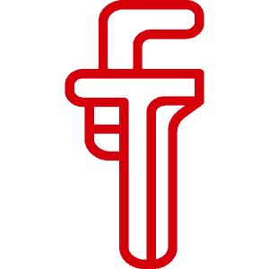 Red line drawing of a plumbing pipe and faucet for plumbing services.
