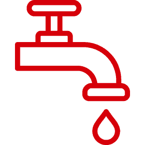 A plumbing faucet with a water droplet, symbolizing plumbing services.
