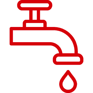 A plumbing faucet with a water droplet, symbolizing plumbing services.
