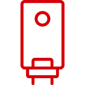 A hot water heater or boiler unit installed in a residential setting.