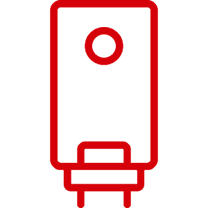 A hot water heater or boiler unit installed in a residential setting.
