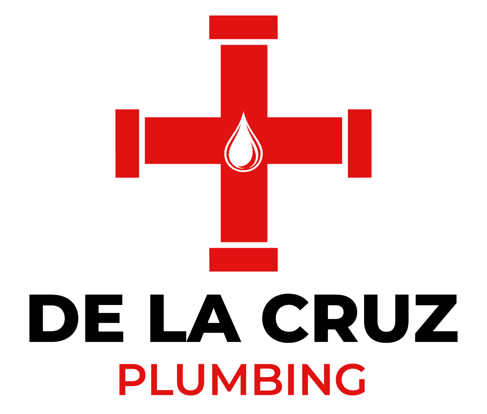 Plumbing pipe with water drop symbol representing De la Cruz Plumbing services.