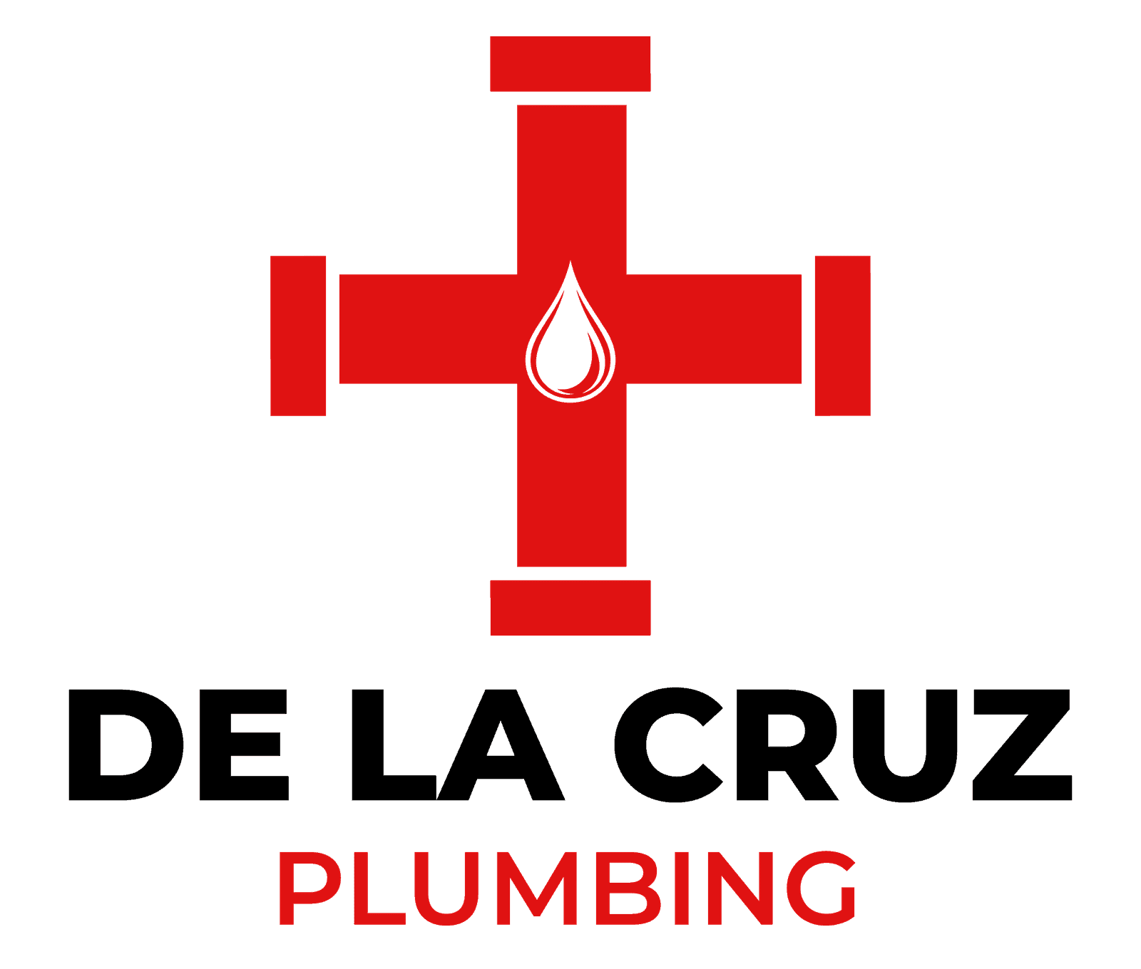 Plumbing pipe with water drop symbol representing De la Cruz Plumbing services.